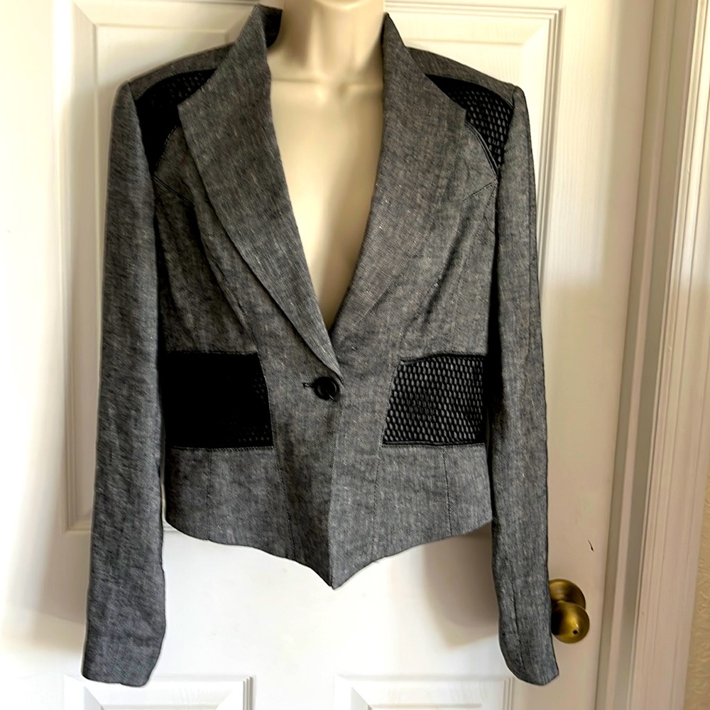 NWT Bebe gray and black fitted Jacket